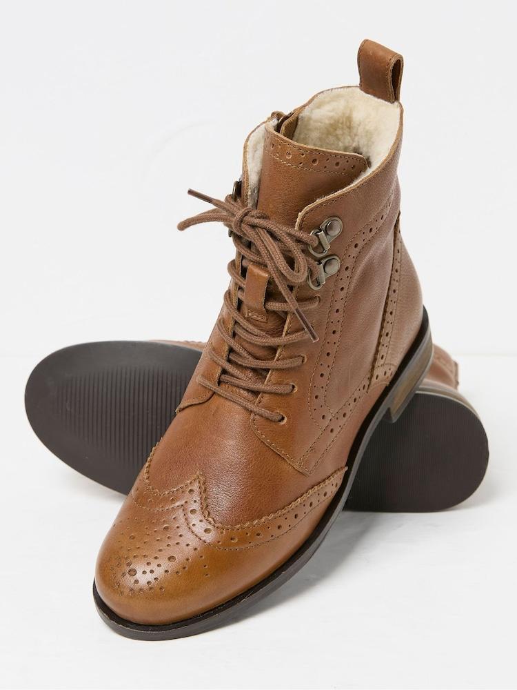 Fat Face Anwen Brown Brogue Ankle Boots