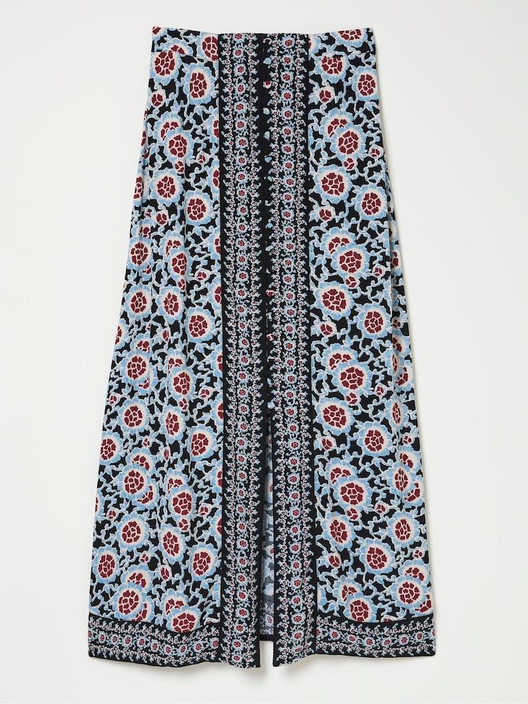 fat face Arabella Black Wild Floral Midi Skirt