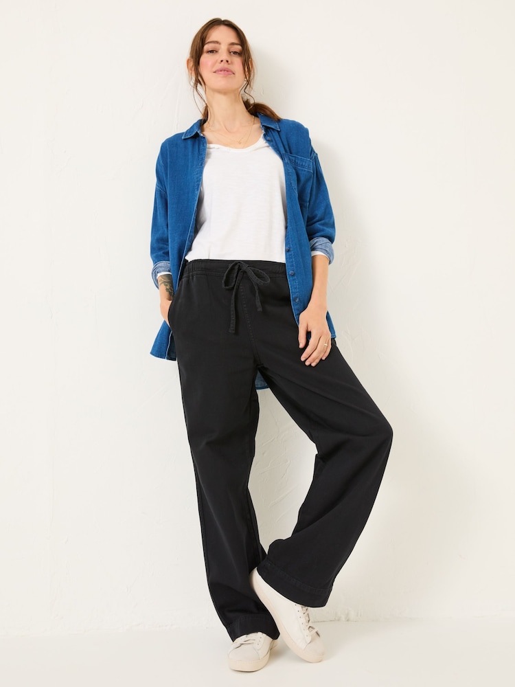 Fat Face Ashby Charcoal Grey Wide Leg Trousers