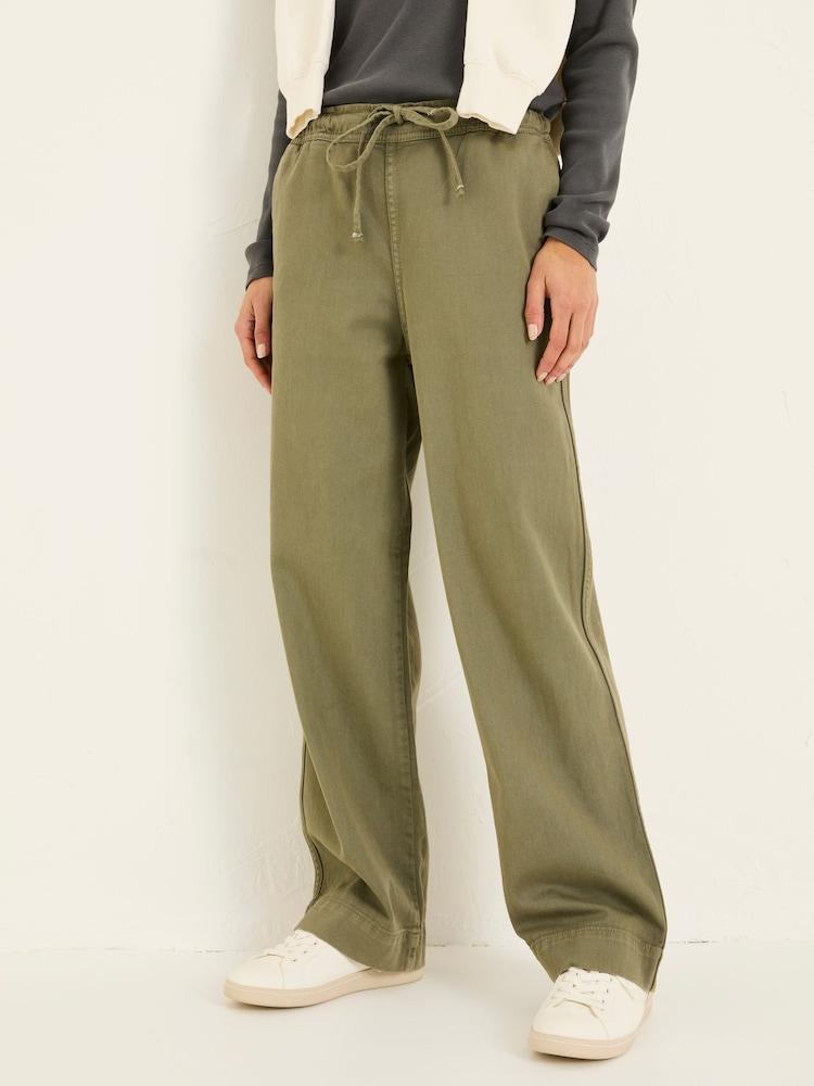 Fat Face Ashby Khaki Green Wide Leg Trousers