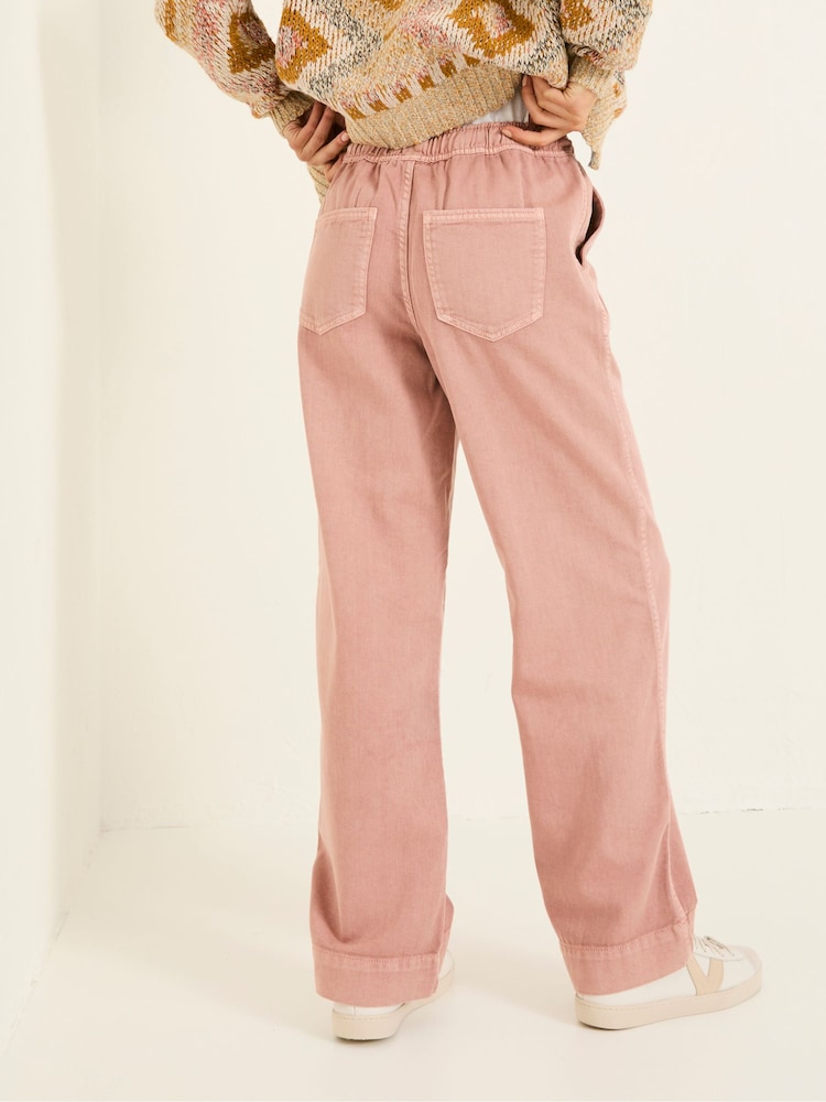 Fat Face Ashby Pink Wide Leg Trousers