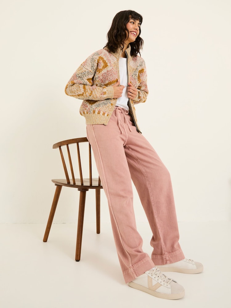 fat face Ashby Pink Wide Leg Trousers