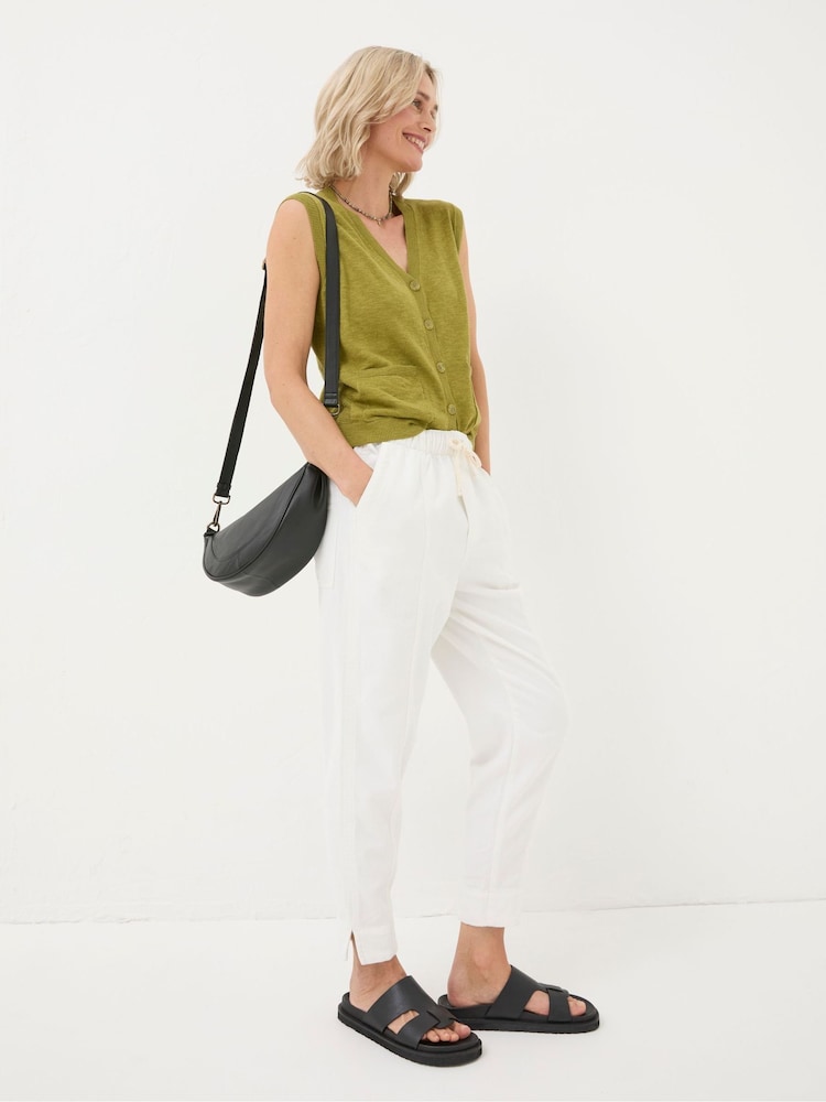 Fat Face Ashli White Tapered Cargo Trousers