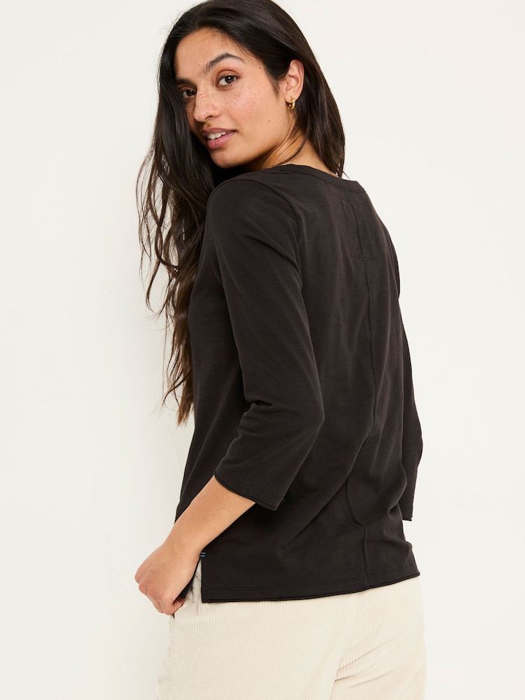 Fat Face Aster Black 3/4 Sleeve T-Shirt