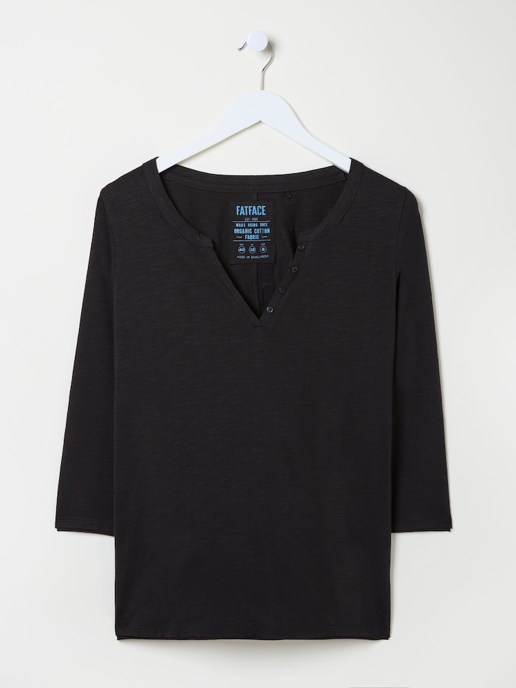 fat face Aster Black 3/4 Sleeve T-Shirt