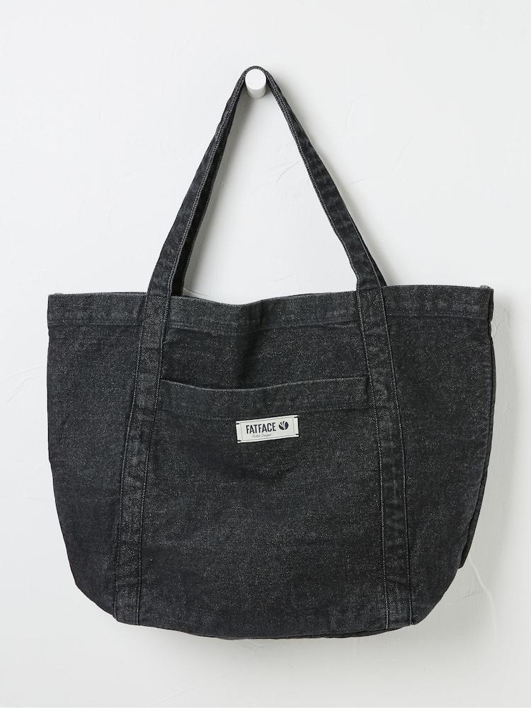 Fat Face Astrid Black Pocket 100% Cotton Tote Bag