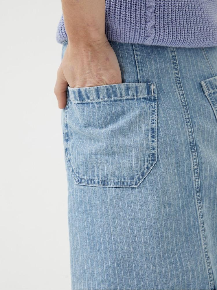 Fat Face Athena Blue Stripe Denim Skirt