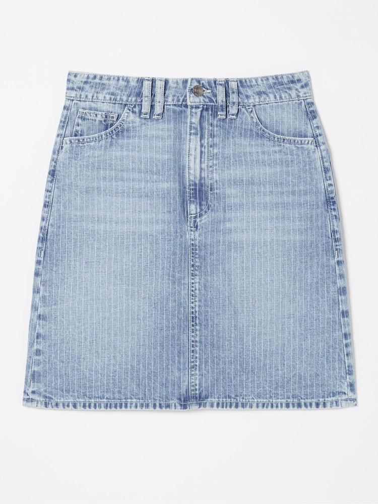 fat face Athena Blue Stripe Denim Skirt