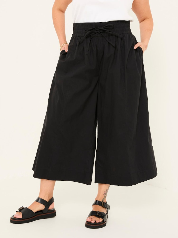 fat face Aubrey Black Wide Leg Crop Trouser