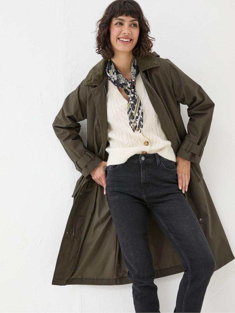 Fat Face Audrey Green Trench Coat