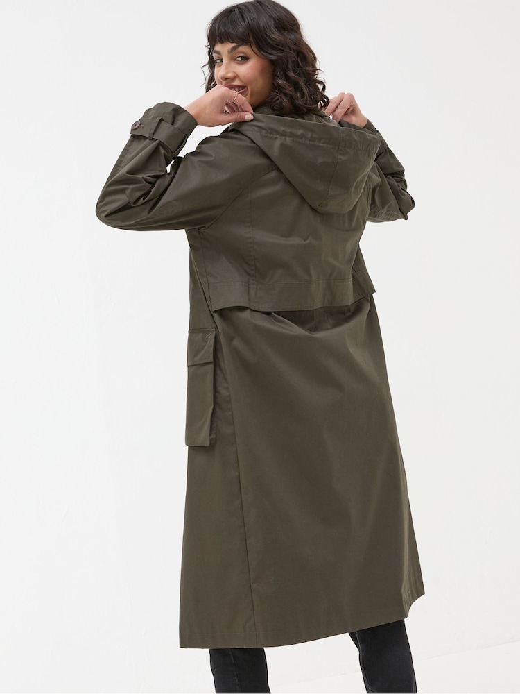 Fat Face Audrey Green Trench Coat
