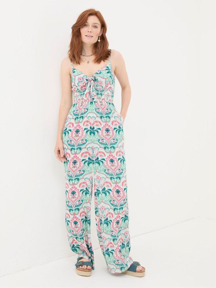 Fat Face Aurora Green Mirrored Paisley Jumpsuit