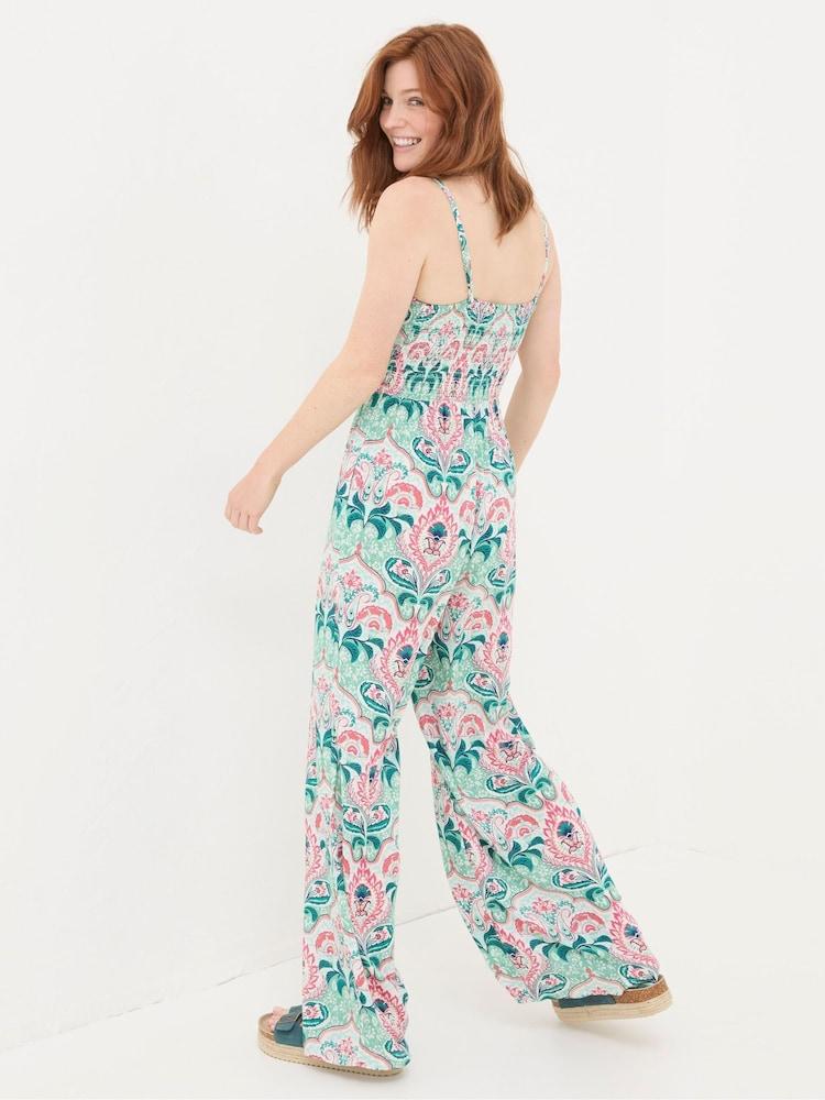 Fat Face Aurora Green Mirrored Paisley Jumpsuit