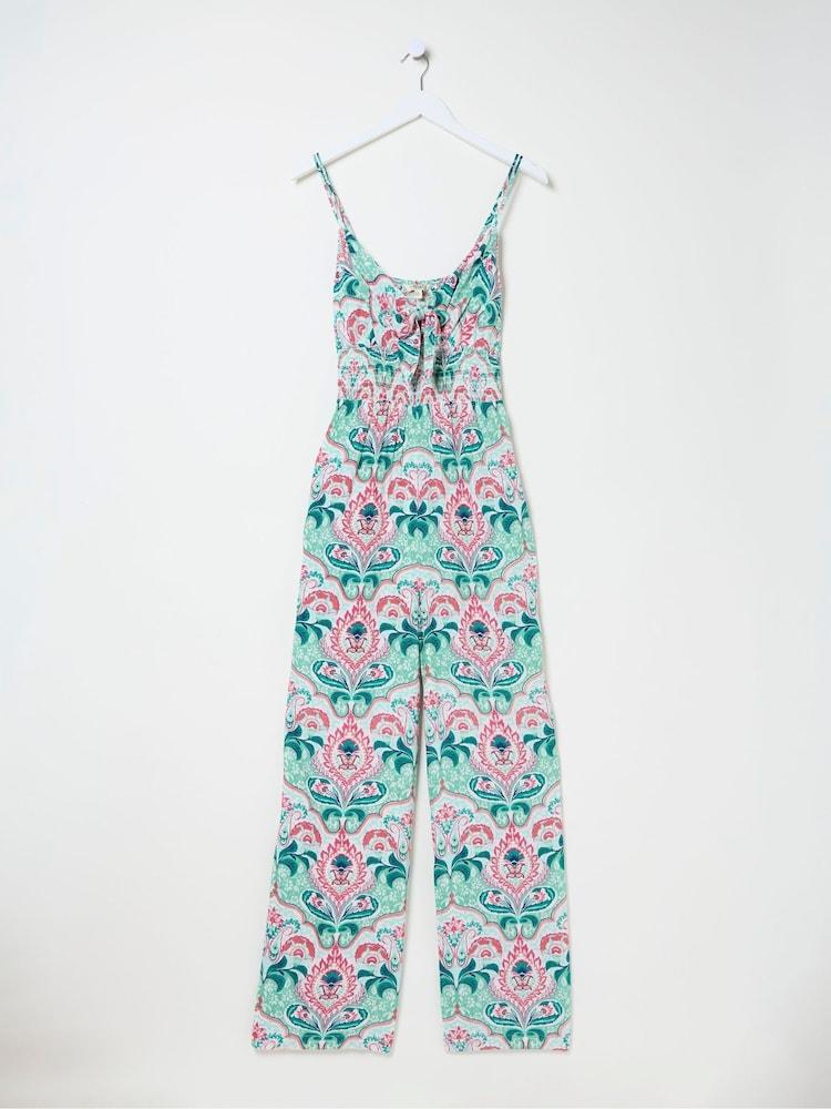 fat face Aurora Green Mirrored Paisley Jumpsuit