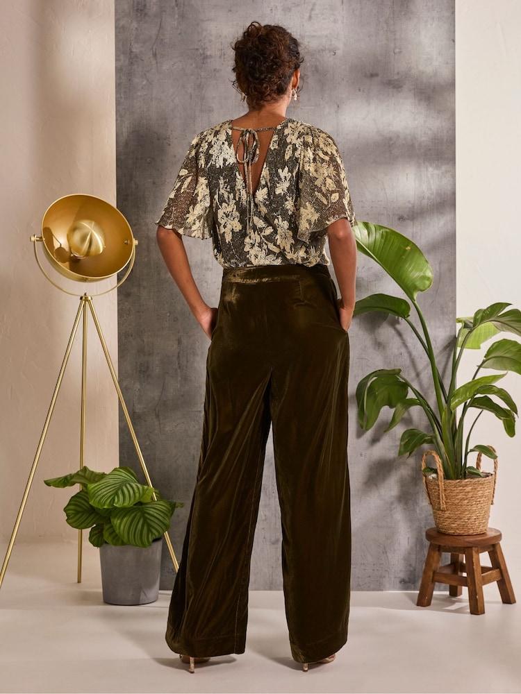 Fat Face Ava Brown Velvet Trousers