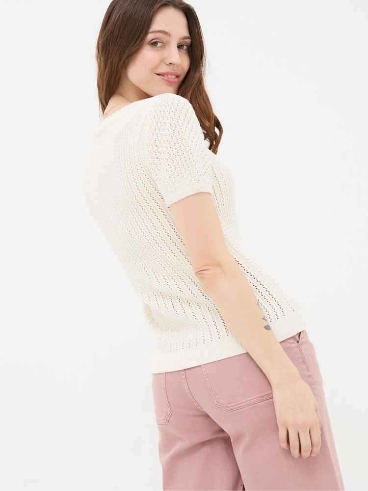 Fat Face Ava Natural Stitch Knit T-Shirt