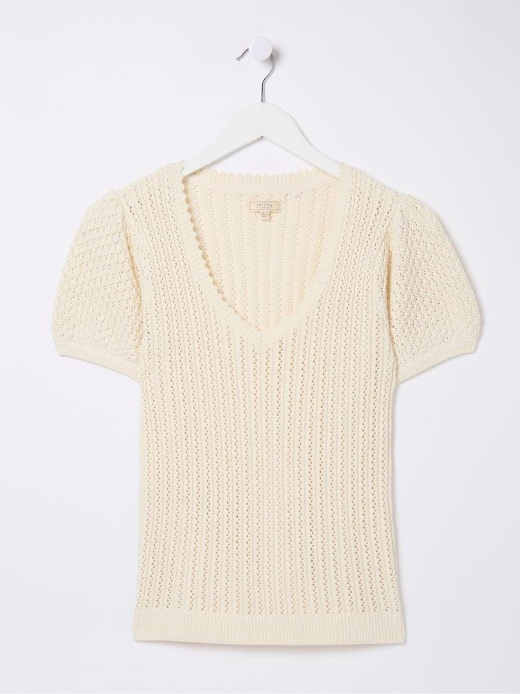 fat face Ava Natural Stitch Knit T-Shirt