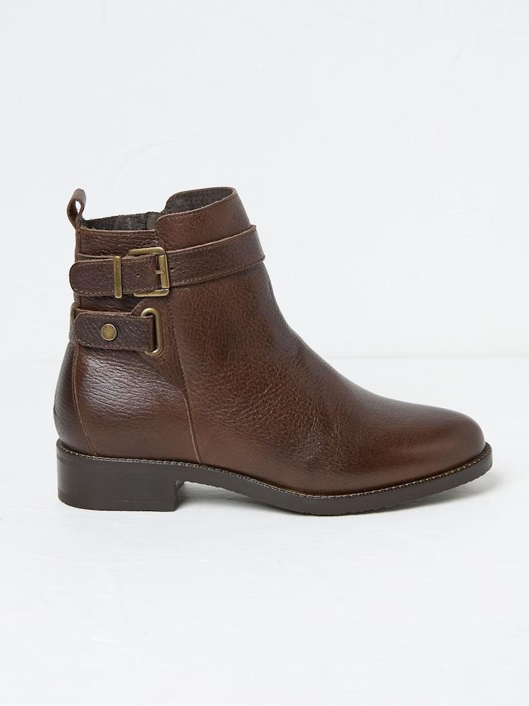 Fat Face Avery Brown Buckle Boots