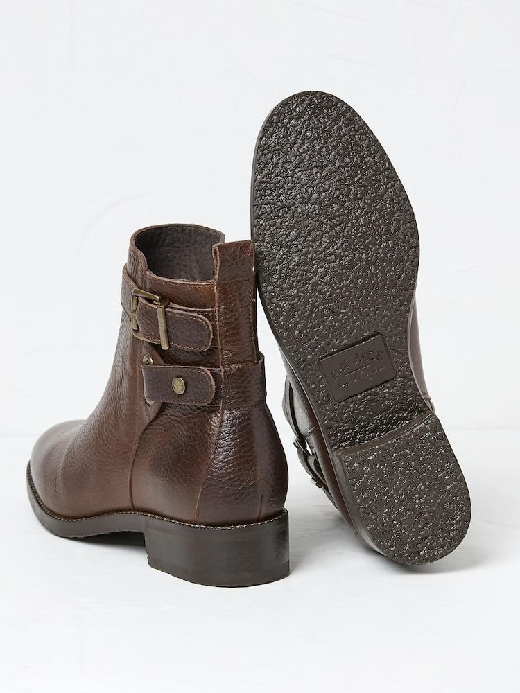 Fat Face Avery Brown Buckle Boots