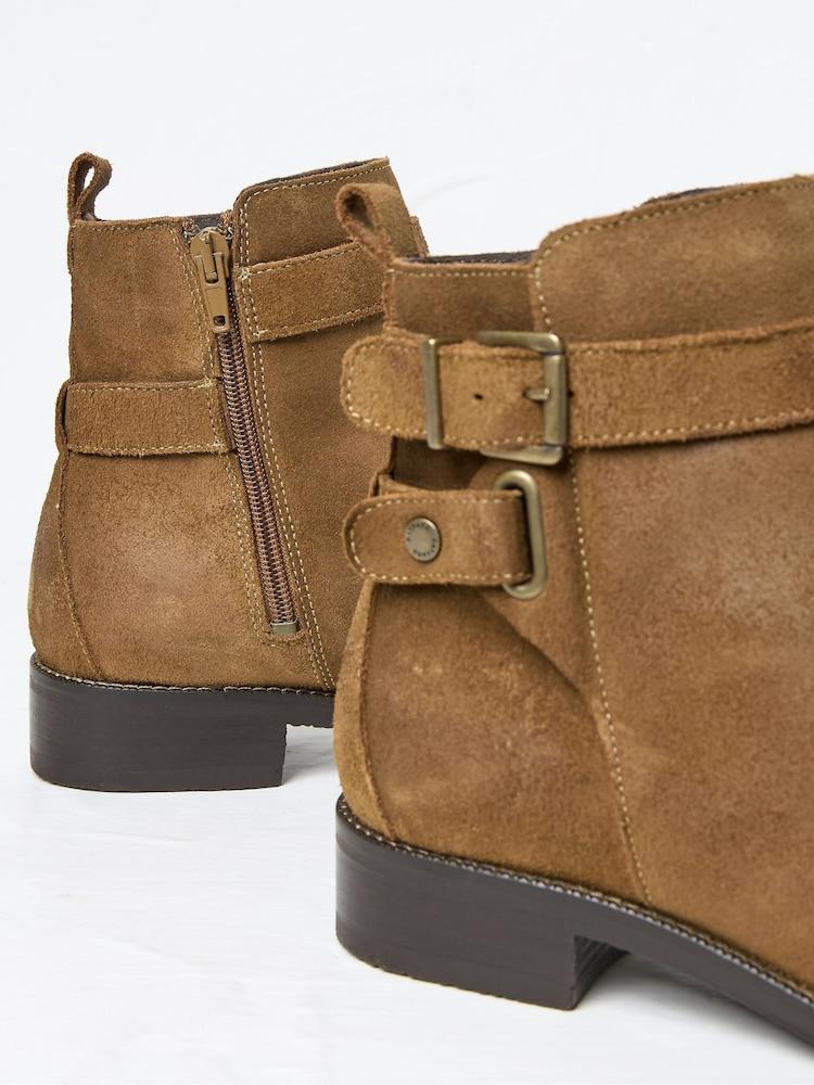 fat face Avery Tan Brown Buckle Boots