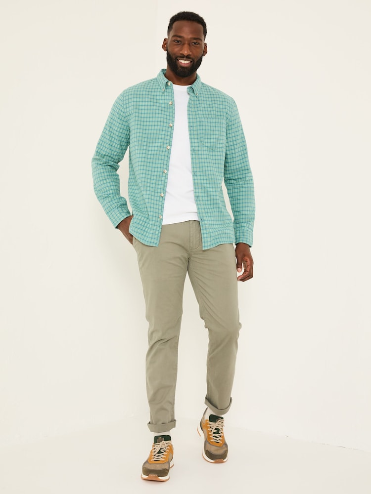 Fat Face Bath Light Teal Long Sleeve Check Shirt