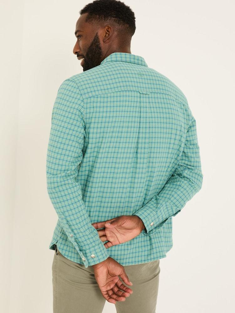Fat Face Bath Light Teal Long Sleeve Check Shirt