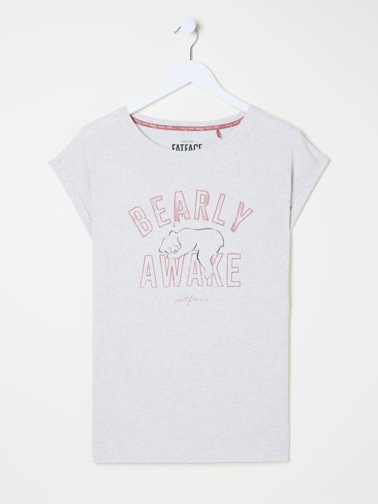 fat face Bearly Awake Grey 100% Cotton Pyjama Top