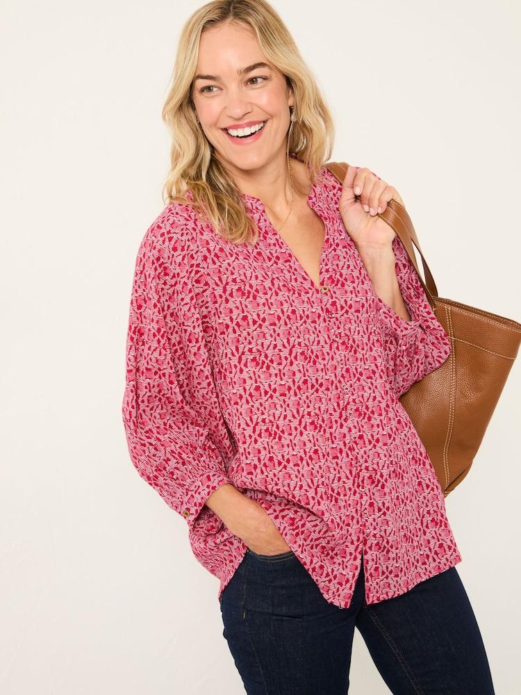 Fat Face Beckett Red Tapestry Geo Blouse