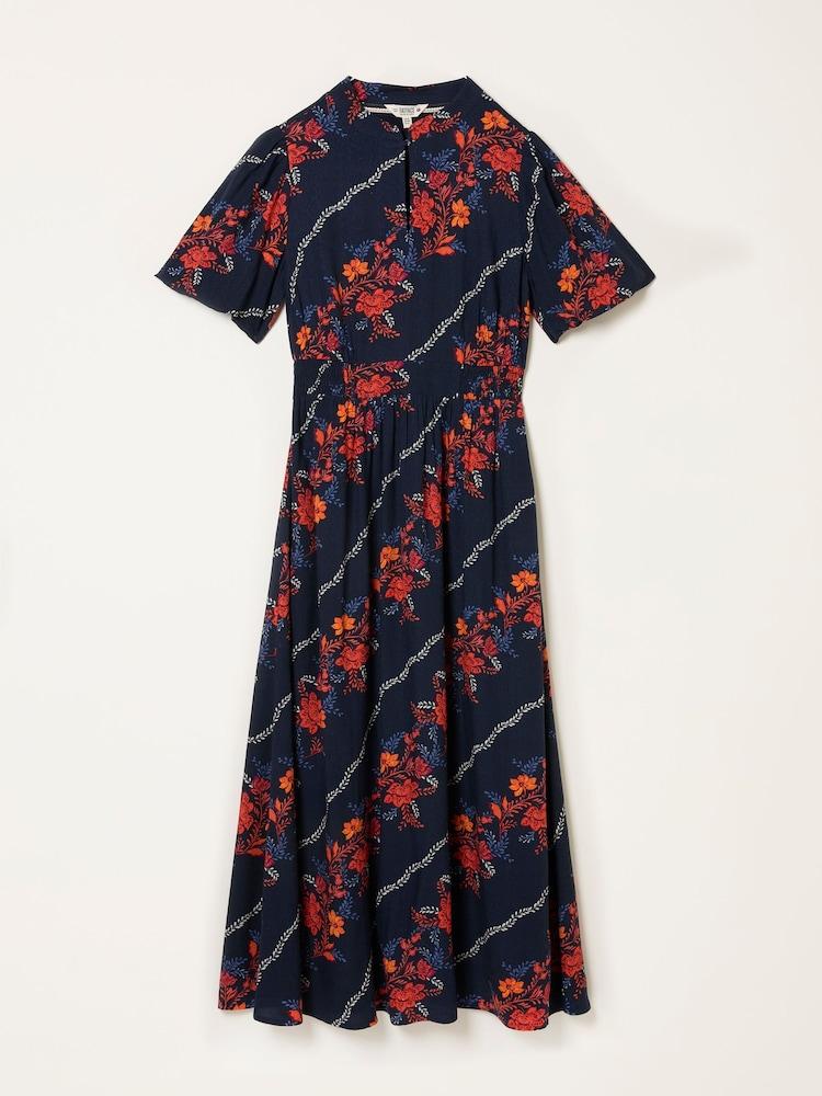fat face Becky Navy Folk Floral Regular Midi Dress