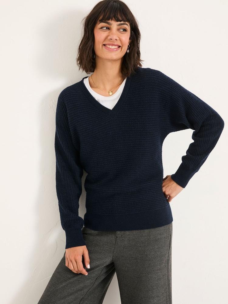 Fat Face Bella Dark Navy Batwing Knitted Jumper