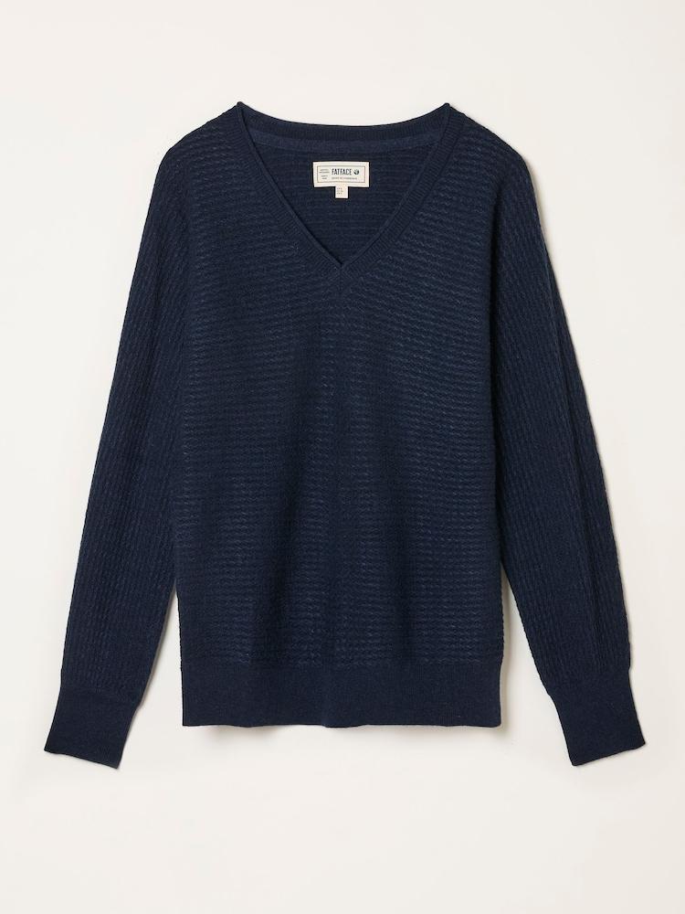 fat face Bella Dark Navy Batwing Knitted Jumper