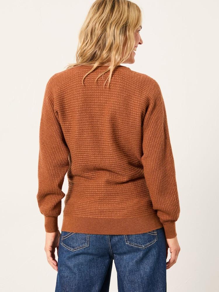 Fat Face Bella Tan Brown Batwing Knitted Jumper