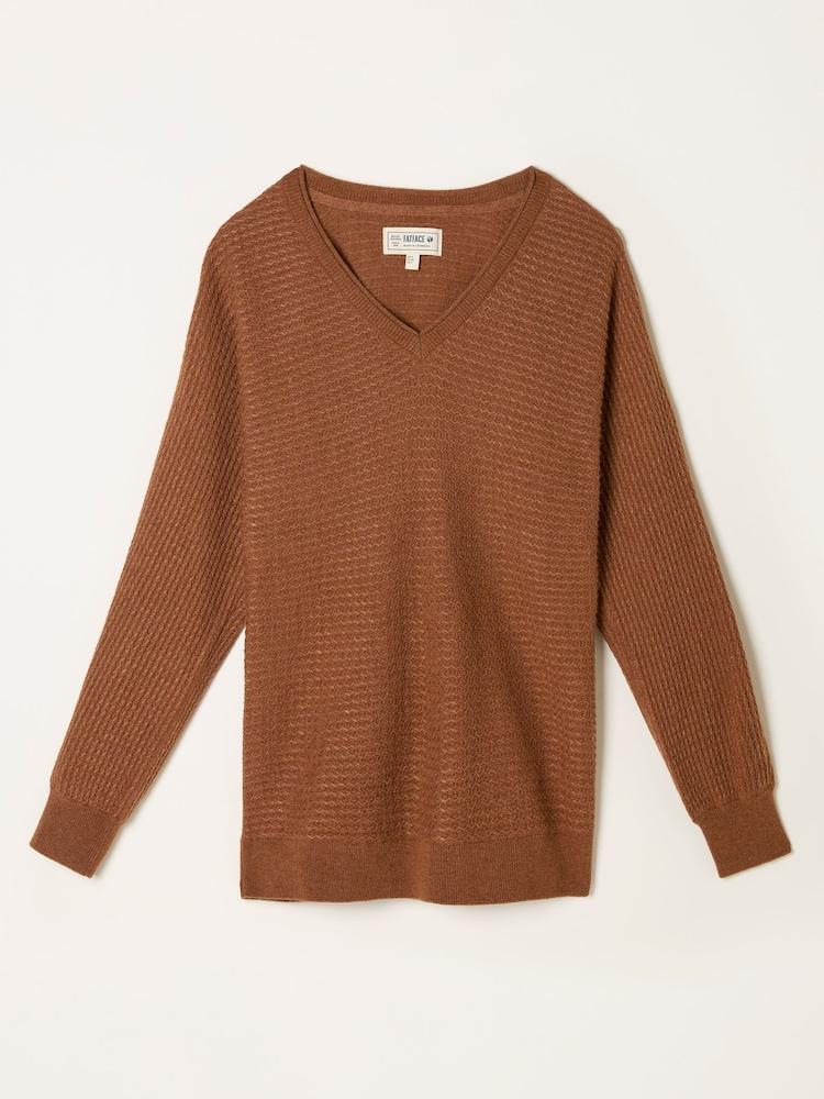 fat face Bella Tan Brown Batwing Knitted Jumper