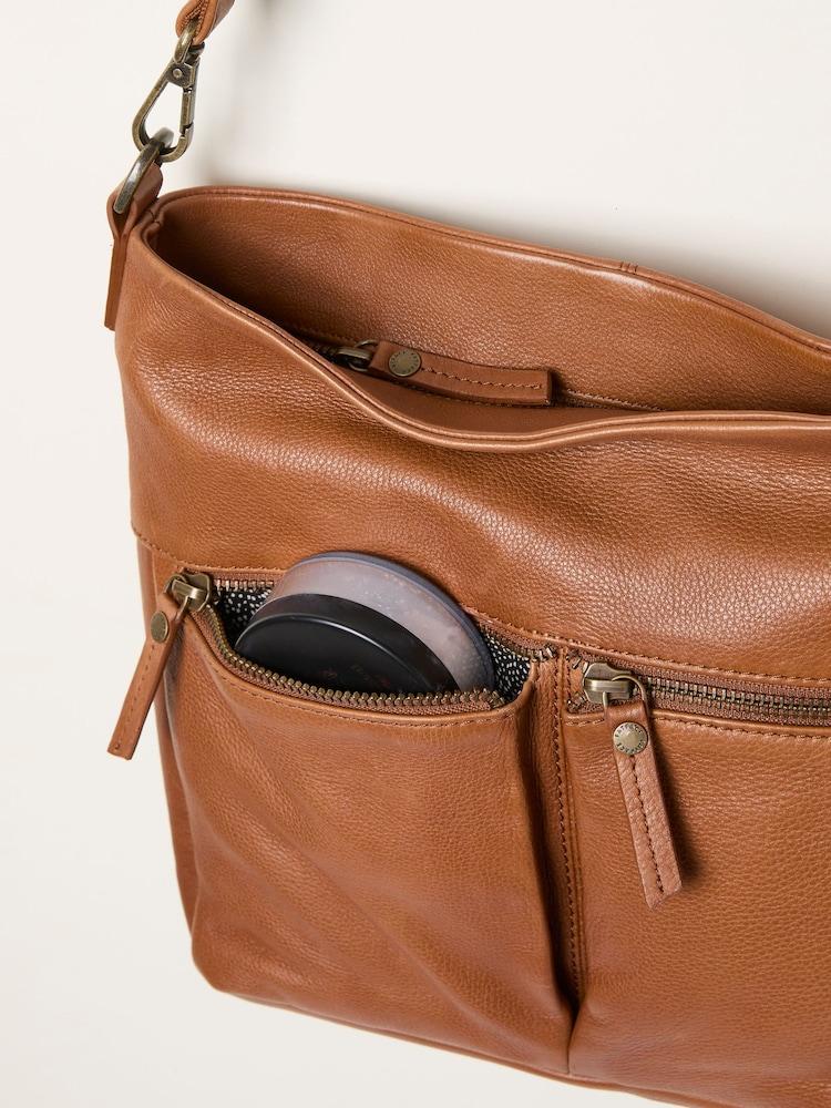 Fat Face Bella Tan Brown Zip Detail Bag