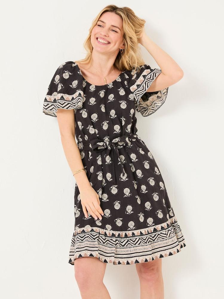 Fat Face Benny Black Lino Shells Dress