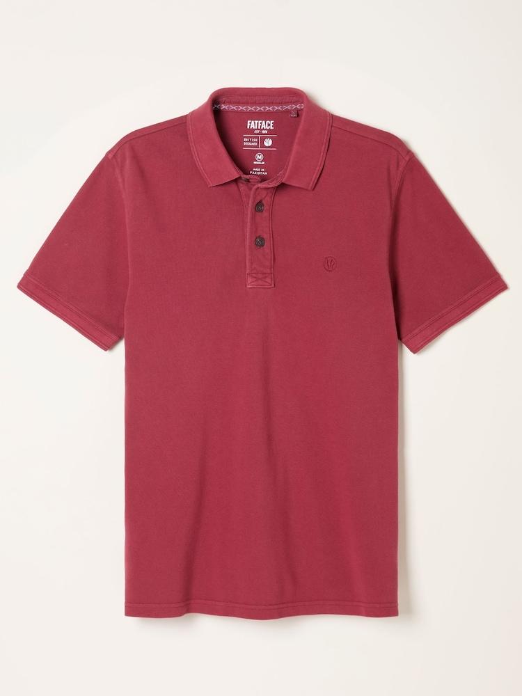 fat face Berry Red Short Sleeve Pique Polo