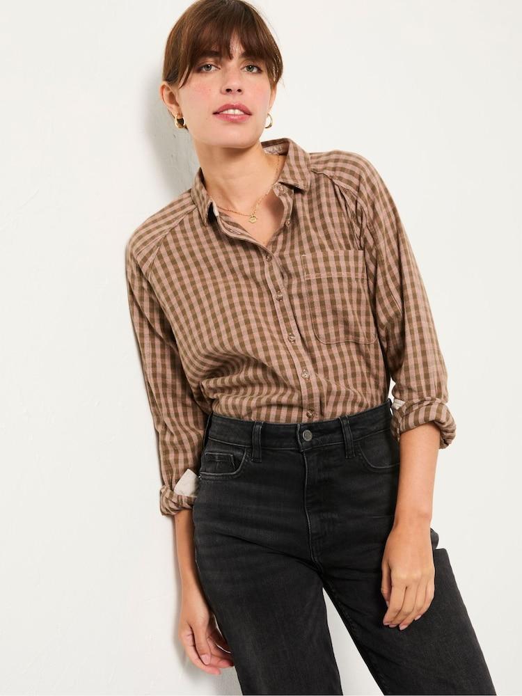 Fat Face Bessie Dark Natural Gingham Shirt