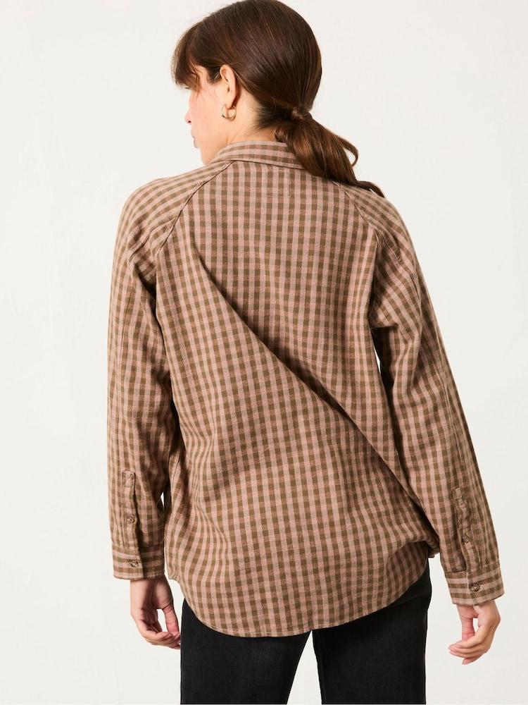 Fat Face Bessie Dark Natural Gingham Shirt