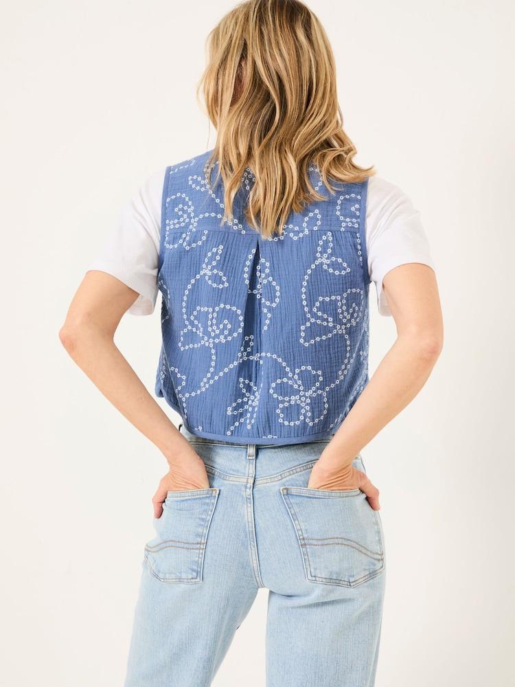 Fat Face Beth Indigo Blue Printed Waistcoat
