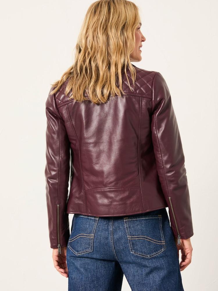 Fat Face Bethany Burgundy Red Quilted Biker Jacket