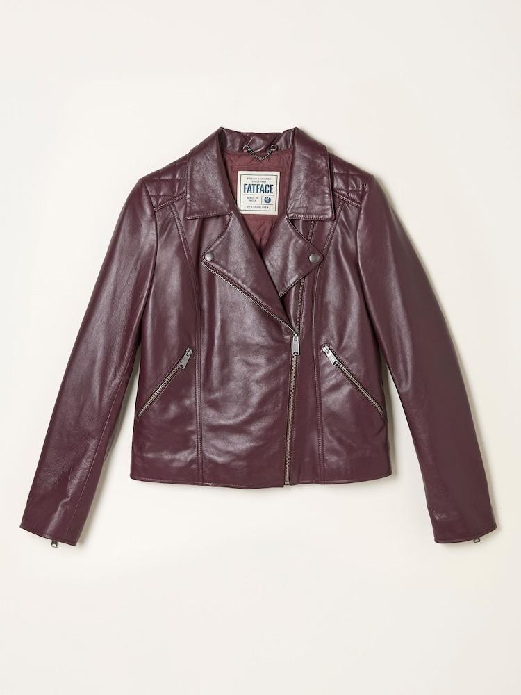fat face Bethany Burgundy Red Quilted Biker Jacket