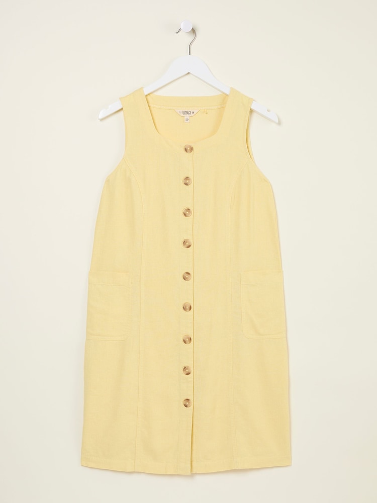 fat face Binny Light Yellow Button Linen Dress
