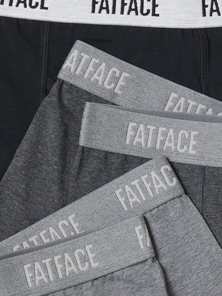 Fat Face Black 10 Pairs Of Plain Boxers