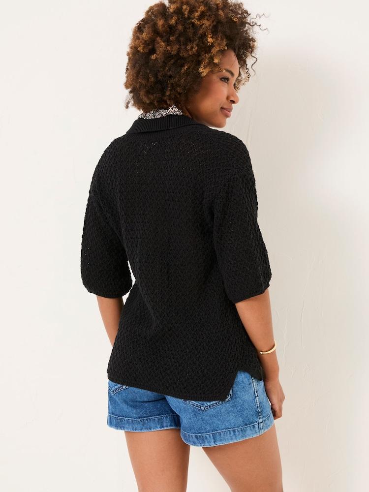 Fat Face Black 100% Cotton Beachwear Knitted Shirt