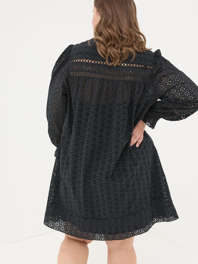 Fat Face Black 100% Cotton Brody Detail Dress