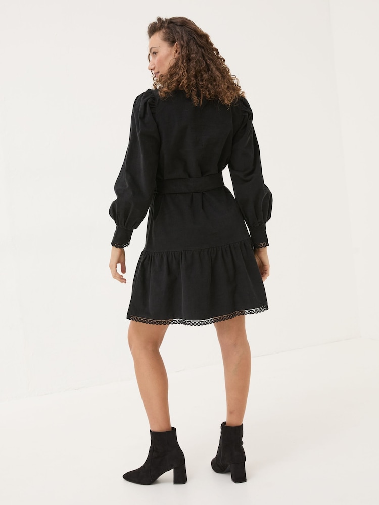 Fat Face Black Adley Cord 100% Cotton Dress