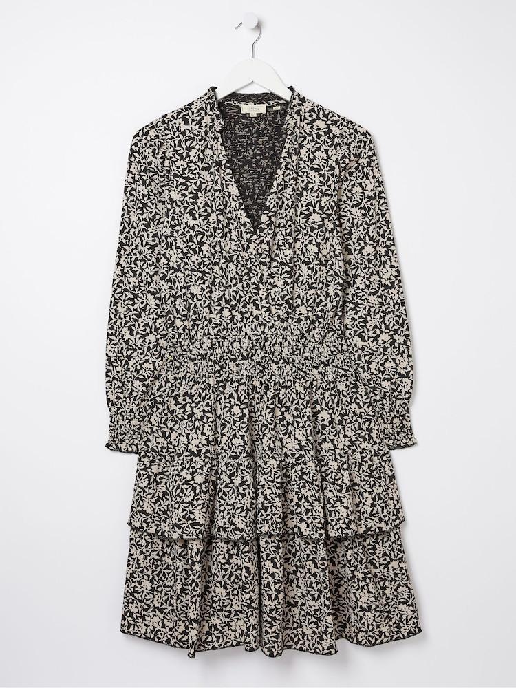 fat face Black Amba Mono Vines Jersey Dress