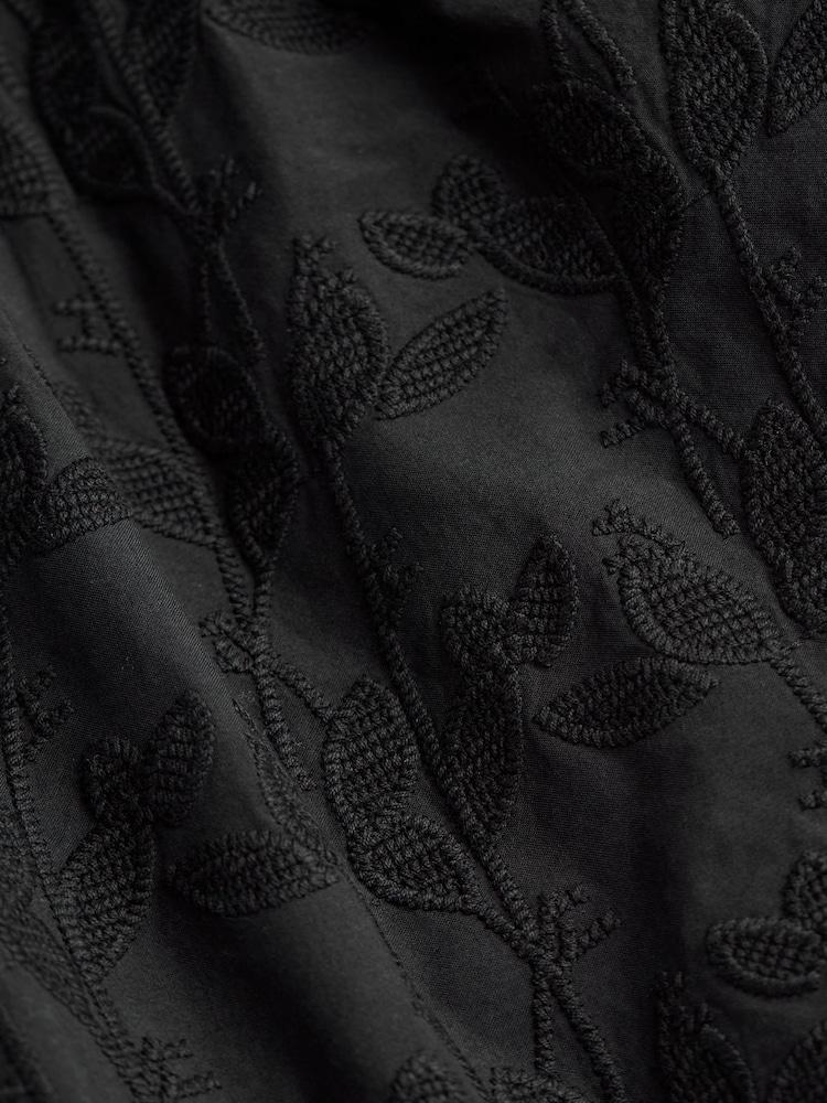 fat face Black Ana 100% Cotton Detail Blouse