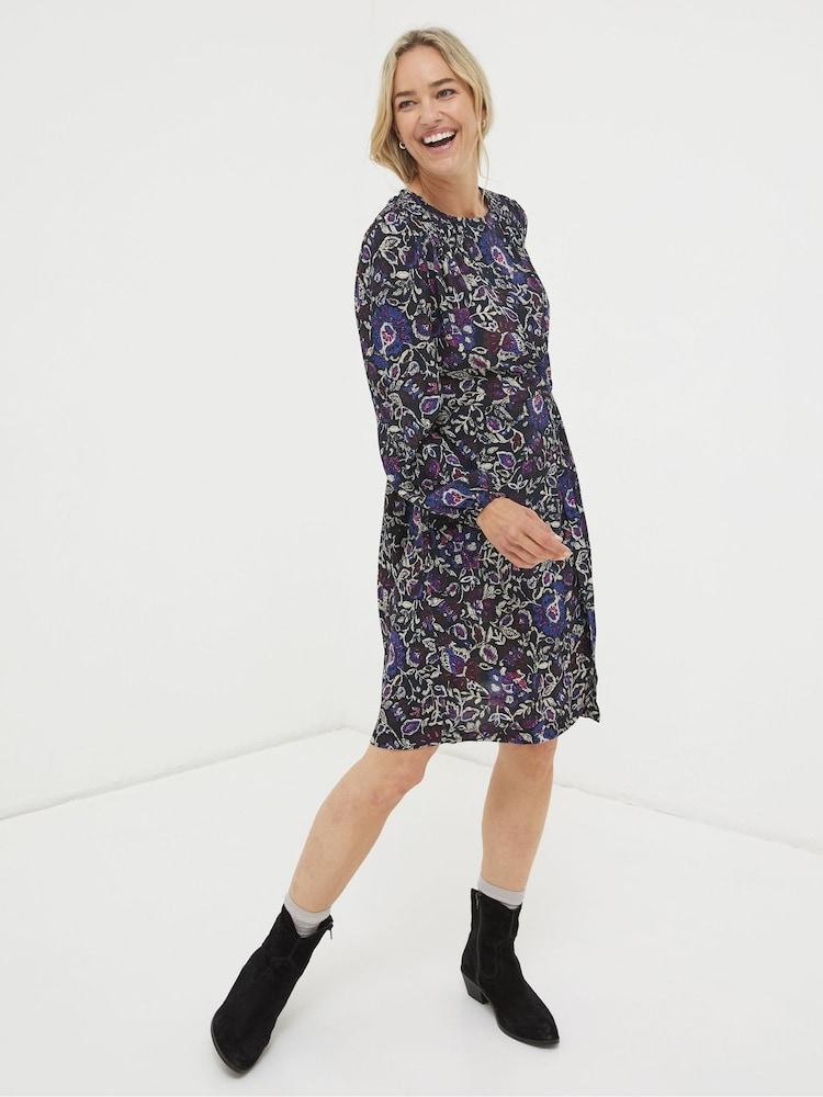Fat Face Black Annie Inspirit Floral Dress