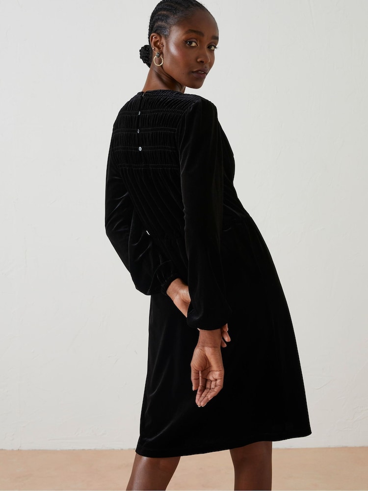 Fat Face Black Annie Velvet Dress